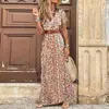 2020Ebay Aliexpress Wish Vestido Floral de Moda para Mujer de Estilo Bohemio con Cuello en V de Gran Venta