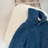 Tejido de punto con mezcla de lana y hilo de brezo azul, solapa grande, doble cremallera, cárdigan, abrigo suéter adelgazante holgado para Otoño Invierno