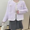 Chaqueta corta tipo cárdigan de cuello redondo estilo Chanel para mujer, nueva prenda exterior de moda ajustada para otoño e invierno para damas