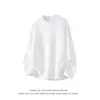 2026 Estilo Japonés Otoño e Invierno Nueva Camiseta de Manga Larga Lisa de Cuello Redondo Holgada para Hombre Talla Grande Moda Casual Deportiva Camiseta Base