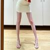 Sandalias de Punta Descubierta con Pedrería y Tacón de Aguja para Mujer, Sexy, de Socialité, Doradas, con Tira Trasera, Tacones Altos, Nueva Apertura Primavera 2024