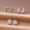 Aretes para Mujer, Aretes de Flor Corazón con Circonita Micro-pavimentada de Cobre, Nueva Moda de Nicho, Diseño Simple, Joyería de Temperamento y Versátil