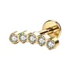 Piercing G23 liga de titânio full-body 5 brincos de zircônia marquise, pino de cartilagem de titânio, rosca interna 0.9, base reta, haste de 8mm