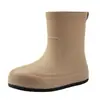Botas de lluvia de media caña de moda para mujer, botas de lluvia antideslizantes de PVC con borde cruzado, zapatos de agua para mujer, nuevos zapatos de goma, botas de agua, chanclos de cocina
