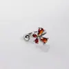 Anillo de Labio Mariposa de Diamante de Zirconia, Aro de Oreja de Acero de Titanio Brillante, Nueva Decoración para Labios, Joyería de Perforación Corporal, Salida de Fábrica