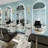 Espejo Estación de Barbería Famoso en Internet de Moda, Espejo para Salón de Peluquería, Dedicado para Cortar el Cabello, con Luces LED, Montado en Pared, Unilateral, Diseño Simple