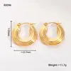 Amazon Wholesale Europeo y Americano Acero Inoxidable 18K Diseño Geométrico Hoja Hueca Pendientes de Alta Gama Personalizados No Alergénicos