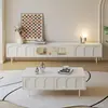Mesa de Centro Estilo Crema Francesa Mueble de TV 2025 Nuevo Elegante Pequeño Apartamento Sala de Estar Almacenamiento en Casa Armario de Piso