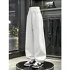 Calça de moletom larga estilo americano de corte justo para homens, calça esportiva casual de academia de alta qualidade para outono, calças compridas largas de perna curva soltas