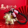 Nuevo Llavero de Caballo Pequeño Princesa de Oro Puro Colgante Creativo de Dibujos Animados Popular al por Mayor Encanto para Teléfono
