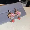 Pendientes Flor Geométrica de Circonita Estilo Coreano Aguja de Plata, Pendientes de Lujo Ligero de Gama Alta, Accesorios para Orejas Dulces de Moda de Nicho