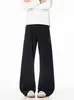 Pantalones casuales para hombre de algodón puro, corte diagonal, bordados, color blanco roto, marca de moda high-street, pantalones de trabajo de pierna recta, holgados, ligeramente acampanados, pantalones largos