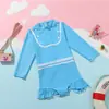 Precio Especial de LiquidaciónTraje de Baño de una Pieza Liso para Niña, Ropa de Baño Infantil, Estilo Fresco para Aguas Termales y Playa, Mayoreo