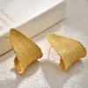 Pendientes de Hoja de Sauce Rizado Estilo Europeo y Americano Transfronterizos Gama Alta Lujo Ligero Textura de Cadena Brillante Pendientes de Moda Exagerados Pendientes