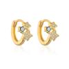 Aogu Aretes de Estrella de Circonita a la Moda con Ojos de Aceite Goteado de Oro Real Chapado en Cobre para Mujer, Aretes Niche Frescos, Producto Nuevo Transfronterizo
