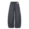 Pantalones de pierna ancha a cuadros retro americanos para hombre y mujer, nuevo estilo de otoño, cintura elástica, holgados, casuales, versátiles, con caída, de largo hasta el suelo