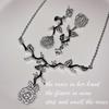 Nuevo Estilo Lujo Ligero Elegantes Pendientes Rosa AB Jardín de Monet Collar de Camelia Estilo Chanel Súper Hada para Mujer Set