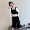 Traje para Niña 2025 Nuevo Top de Cuello Redondo Camisola Pantalones Casuales de Pierna Ancha para Niñas y Bebés Lindo y Versátil
