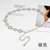Corrente de Cintura de Liga Metálica com Strass Estilosa Europeia e Americana para Vestido Corrente Decorativa Versátil Feminina Cintura Redonda Moda