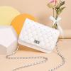 Bolso de Mujer 2021 Nuevo Estilo Piel de Vaca Cadena de Diamantes Pequeña Fragancia Moda Un Solo Hombro Bolso Cuadrado Pequeño Bandolera Cuero Genuino Bolso de Mujer