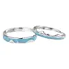 Anillo de Plata de Ley S999 con Lago Reflejando Montañas y Nieve Esmalte Azul Anillos Versátiles Ajustables para Pareja Artículo Caliente 2025