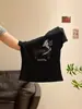 Yin He Camiseta de Manga Corta con Cuello Redondo y Estampado de Cachorro Negro Estilo Americano para Mujer Verano Nuevo Top Adelgazante para Petites