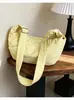 Bolsa de Axila Plissada em Forma de Meia-Lua Cor Rosa Nude Curativo Estilo Simples Japonês Coreano Estudante Universitário Estilo Suave Compras Diárias na Rua Bolsa Transversal