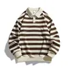 2026 Marca Trendy Transversal Americana Retro Y2K Nueva Moda Estampado 3D Manga Larga Camisa POLO Sudadera Tendencia Callejera