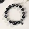 Atacado Obsidiana Prateada Natural Gato Sem Rosto Desenho Animado Pulseira Lua Cinzenta Novo Estilo Chinês Moda Feminina Tendência Nacional Estilo Quente Pulseira