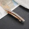 Corea del Sur exquisitos accesorios para el cabello de pedrería moda simple alto sentido doble hilera de pedrería pinza de resorte pinza de pico de pato pinza para el cabello joyería