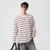Camiseta de manga larga a rayas con bloques de color retro para otoño e invierno, estilo coreano, corte holgado, adelgazante y versátil, capa base para hombres jóvenes