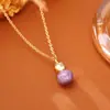 Colar com Pingente em Forma de Cabaça Estilo Chinês com Zircônia e Gota de Óleo, Corrente para Clavícula, Brincos Estilo Deusa