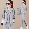 Traje deportivo de tres piezas para mujer talla grande, moda de primavera y otoño 2023, estilo occidental, suéter chaleco casual suelto con temperamento