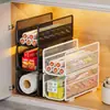 Caixa Suporte para Filme Plástico Empilhável Prateleira em Camadas para Armário Armários Profundos Cozinha Conjunto de Sacos Plásticos Artefato de Armazenamento