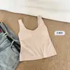 Base líquida sin costuras tacto nude hombros anchos espalda hermosa chaleco para mujer con copas de sujetador fijas ropa interior ropa exterior top base ajustado
