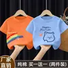 Estilo Verano 2025 Mediana y Grande Niños 100% Algodón Camiseta de Manga Corta para Niñas Moda Bebé Versátil Cuello Redondo Top Estampado