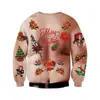Sudadera Navideña de Cuello Redondo Modelo Nuevo 2025 Casual Peculiar Navidad Estampado Digital 3D Ropa de Pareja para Hombres y Mujeres