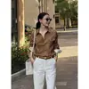 Camisa de lino estilo vintage para mujer, nueva colección otoño 2026, de alta gama, corte holgado, adelgazante y protector solar, top de algodón y lino