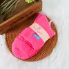 Calcetines de terciopelo de coral de color liso para Otoño e Invierno con lazo bordado, calcetines de medio terciopelo, calcetines gruesos cálidos para el hogar, calcetines para dormir en el suelo