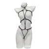 Conjunto de Roupa Íntima Bondage Sm Sedutora Vermelha com Corda de Tentação Qqny Roupa de Rede de Tentação Uniforme para Mulheres 2792