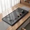Bandeja de té negra dorada para uso en el hogar y la oficina, diseño de escritorio simple, bandeja de té incorporada con drenaje, pequeña bandeja de drenaje de té