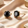 Pendientes de Tachuela Xuping Jewelry de Cuatro Garras con Piedra Artificial Negra para Mujer, Pendientes para Perforación de Oreja, Exquisitos y Compactos Tachuelas para Cartílago Auricular