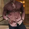 Camisa retro de manga larga para hombre, de Amazon europeo y americano transfronterizo, cuello mao, casual, de alta gama, sin planchado