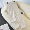 Calça Harem de Cintura Alta para Mulheres, Novo Estilo de Verão, Caimento Solto, Emagrecimento, Calça Casual Cropped, Estilo Mom, Roupa de Trabalho, Calça de Comprimento 8/9