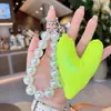 Estilo Coreano Ins Dulce Estilo Girly Relleno de Algodón Corazón Cadena de Perlas Colgante de Bolso Accesorios para Bolsos Llavero Colgante Pequeño