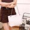 Bolso Tote Clásico Bordado de Rombo para Niña Fresca y Dulce, Bolso Cruzado de Cadena para Hombro, Bolso de Compras Portátil para Cabello