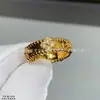 Anillo de flor de caleidoscopio de doble círculo de trébol de cuatro hojas para mujer, grueso, chapado en oro rosa de 18 quilates, fila de cuentas de firma, anillo para el dedo con cruz de diamantes