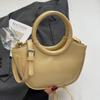 Moda 2025 Nuevo Diseño Casual Cuero Encerado al Aceite Bolso Cubo Portátil Simple Combinable Color Sólido Elegante Bandolera Bolso de Mujer