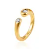 Anillo Abierto de Acero Inoxidable 18K Zirconia Haowang Transfronterizo Alta Gama Lujo Ligero Moda Versátil Joyería al por Mayor