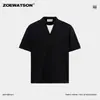 Camiseta Masculina Zoewatson Retrô Transfronteiriça Falsa Duas Peças Gola V Pequena Verão Gola Redonda Solta Respirável Manga Curta